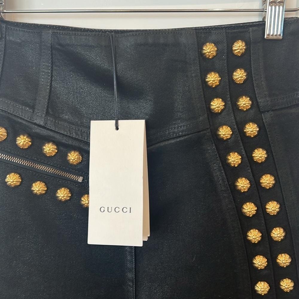 nwt $3500 GUCCI Coated Studded Embellished Jeans - Picture 4 of 9